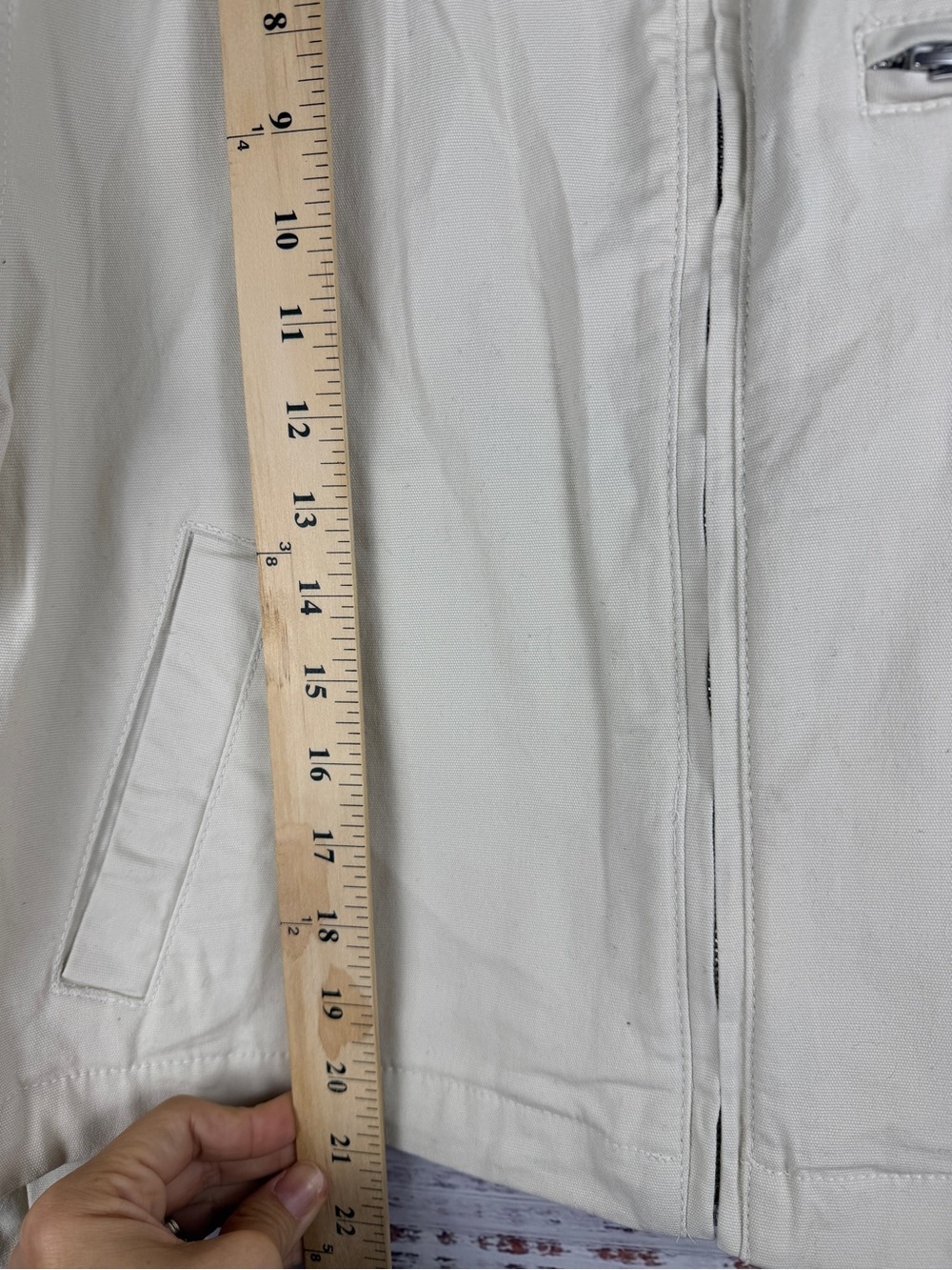Gap Cropped Canvas Chore Jacket White Beige Contrast Collar NWT Size M - Picture 7 of 8